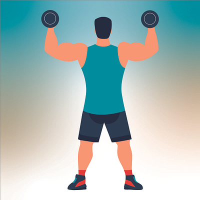 Biceps Workout with Dumbbells arm exercise artwork athletic biceps design dumbbells exercise fitness flat vector gym health and wellness illustration mens fitness muscle building muscular physical activity strength training vector weightlifting workout