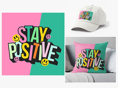 Stay positive print design colorful design illustration logo photoshop print t shirt typography vector