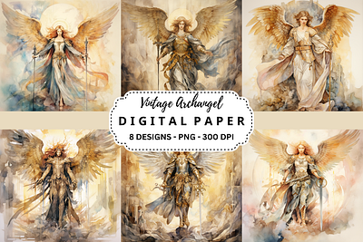 Vintage Archangel Digital Paper Background tumbler wrap