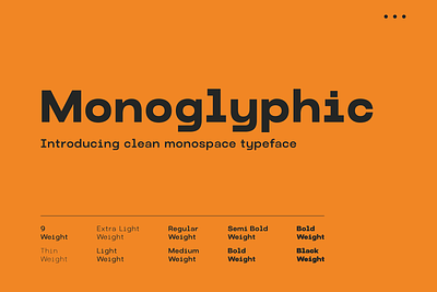 Monoglyphic - Clean Monospace Font advertising branding clean font geometric glyph logo minimal modern monoglyphic monospace poster startup stylish typeface