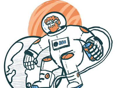 Some Me Time astronaut graphic design happy illustration line minimal person retro sci fi simple space spaceship spacesuite