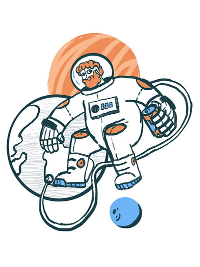 Some Me Time astronaut graphic design happy illustration line minimal person retro sci fi simple space spaceship spacesuite