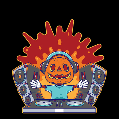 DJ pumkins Halloween Party branding design graphic design halloween illustration pumpkins vector