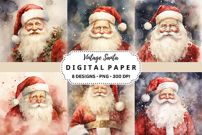 Vintage Santa Background Digital Paper digital backgrounds