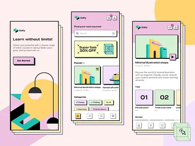 Edify App: learn without limits! 3d animation app branding clean course design flat graphic design illustration learn motion graphics ui ux