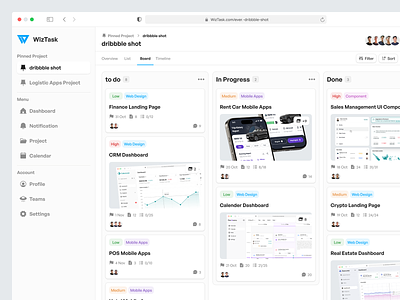 WizTask - Task Management Dashboard b2b board dashboard event management manager product design project management saas schedule task task dashboard task list task management task management app to do to do list todo todo list