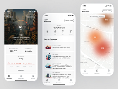 Air Quality Monitoring app design inspiration graphic design illustration ui design uiux