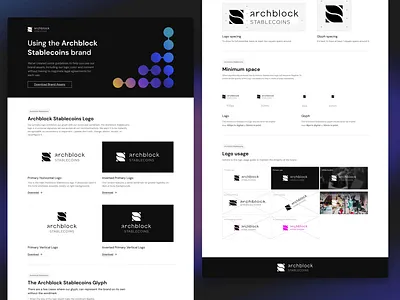 Brandbook Archblock Stablecoins logo blockchain branding cryptocurrency design graphic design logo ui ux