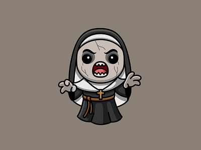 The Nun adorable cartoon character chibi creepy cute dark movie evil frighten halloween horror illustration kawaii mascot monster nurse scary spooky the nun valak