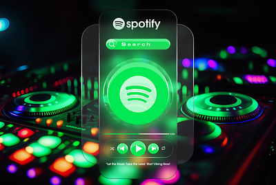 Spotify 3d animation branding design glass glow graphic design illustration logo motion graphics music spotify typography ui ux vector