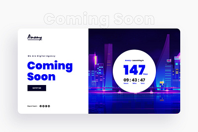 Anony - Multipurpose Coming Soon Template agency bootstrap clean clean design coming soon design coming soon template contact from creative design html html template landing page startup ui ux