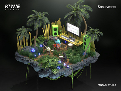 Fantasy Music Studio - Isometric 3D Room NFTs 3d 3d art 3d nft creative graphic design nft nft design studio art studio nft