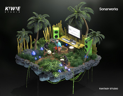 Fantasy Music Studio - Isometric 3D Room NFTs 3d 3d art 3d nft creative graphic design nft nft design studio art studio nft