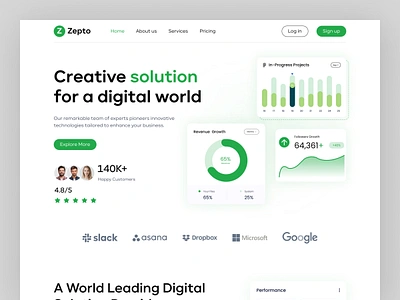 Zepto - Creative Agency Landing Page agency clean creative creativeagency creativeagencylandingpage design digitalagency landingpage ui web websitedesign webui