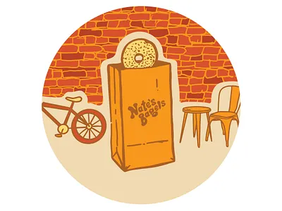 Nate's Bagels Sticker Design branding illustration sticker design