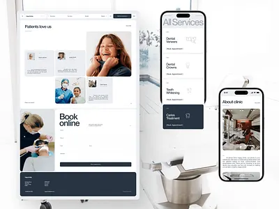 Dental Clinic Website Homepage/Reviews adaptive bento clean clinic dental design healthy homepage lan landing minimalistic mobile reviews smiles ui ux web website