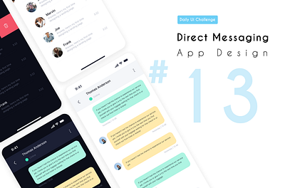 Direct Messaging | App Design app design daily ui challenge dailyui dailyuichallenge dark mode light mode mobile app design ui ui design uidesign uiux