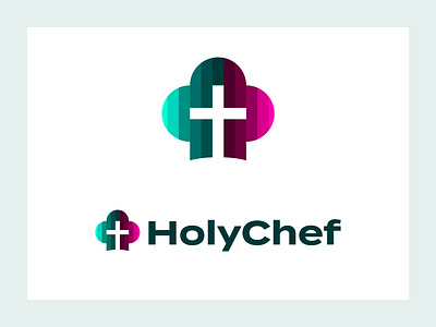 HolyChef - Logo Design animation branding chef creative branding creative logo cross faith faithful following food god hat jesus lettering logo negative space logo typography vivid colors