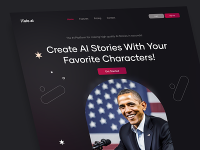 AI Stories Generator Website Design ai ai website story ai ui ui design uiux web web ui