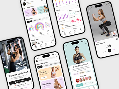 FitHero - Fitness App Design app design fitness health mobile sport ui workout