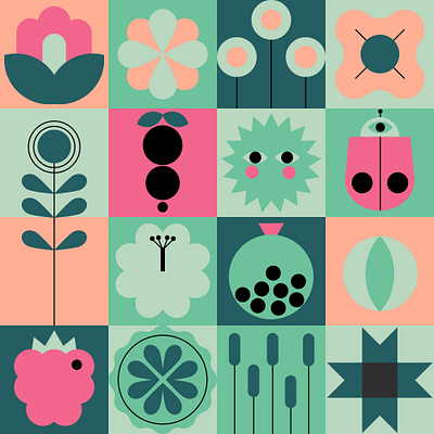 seasonal pattern series - sakari abstract adobe illustrator adobe photoshop design digital editorial illustration flat flat illustration geometric geometric illustration illustration illustrator logo package design pattern seamless squares textile vector vector illustration