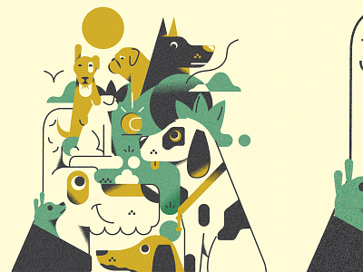 Dogs and ball (Personal '23) animals character design editorial grain graphic design illustration