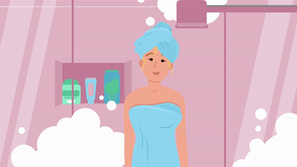 Motion Cuts 821 | MonkeyBusiness animation animation 2d animation after effects bath beauty design illustration motion motion design motion graphics pink steam towel woman