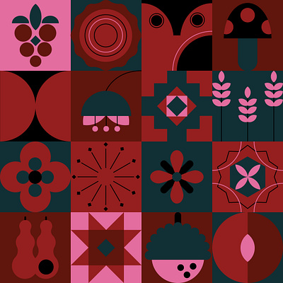 seasonal pattern series - nagori abstract adobe illustrator adobe photoshop commercial illustration design digital editorial illustration flat flat illustration flat illustrator geometric illustration illustrator logo pattern seamless squares textile vector vector illustration