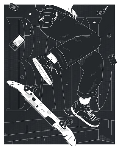 Bail adobe illustrator halftone illustration illustrator skate skateboarding skating vector