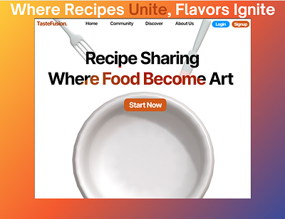 Recipe Sharing Concept Web Design 3d ai animation branding design dribble graphic design illustration logo mobile ux motion graphics navigation orange purple red trending ux vector web design yellow