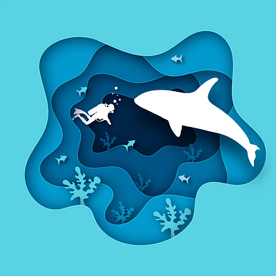 Paper Cut adobe illustrator animation blue design graphic design illustration papercut sky underwater vector
