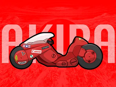 Kaneda's bike akira anime illustration illustrator line art motorcycle vector art