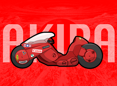 Kaneda's bike akira anime illustration illustrator line art motorcycle vector art
