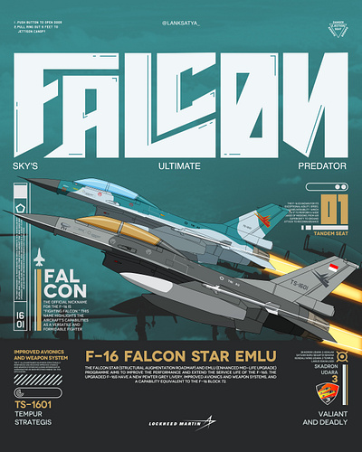 Indonesian Air Force F-16 Falcon Star EMLU f 16 graphic design military military art vector vector art