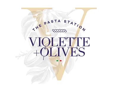 Violette & Olives branding clean design flat graphic design icon illustration logo minimal olives pasta purple violette