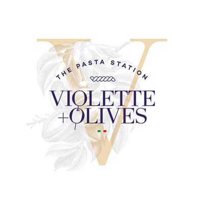 Violette & Olives branding clean design flat graphic design icon illustration logo minimal olives pasta purple violette