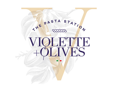 Violette & Olives branding clean design flat graphic design icon illustration logo minimal olives pasta purple violette