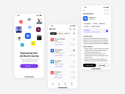 Design Job Search App app minimal ui ux