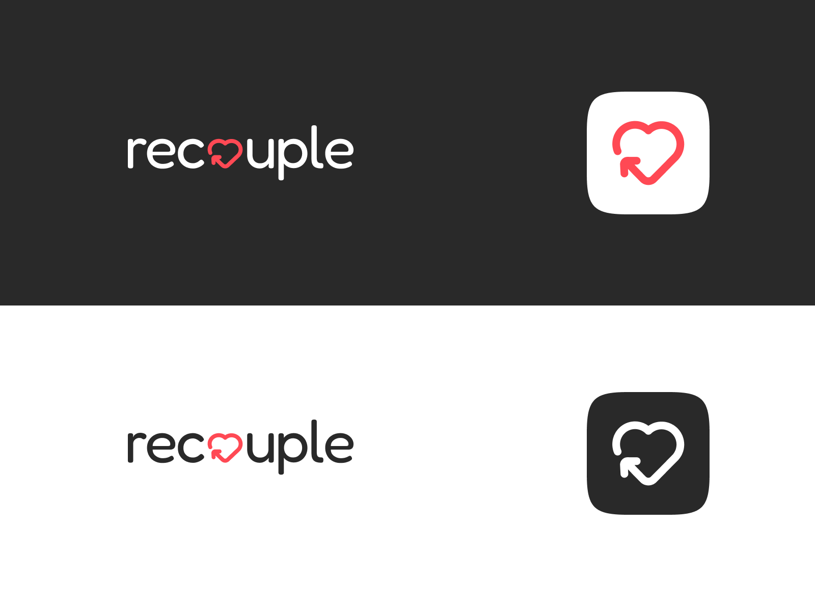 New Logo for recouple.com app icon logo best logo couple couples logo couples therapy couples therapy logo flat logo heart heart icon heart logo logo love logo mental health recouple simple logo