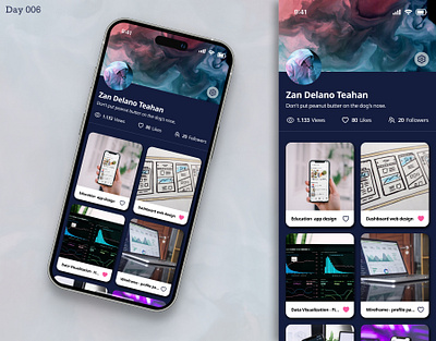 Daily UI Challenge / Day 6 app daily challenge dark mode graphic design icon icongraphy inspiration mobile mobile app profile ui user user interface design user profile ux