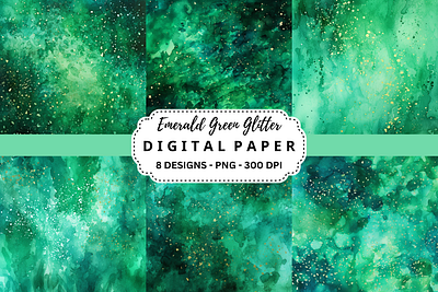 Emerald Green Glitter Digital Paper Background tumbler wrap