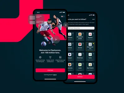 Onboarding for the mobile Flashscore app android app branding concept dark debut design flashscore football ios livesport mobile app onboarding online product design scores sport trends ui ux