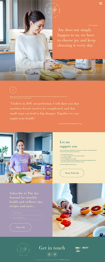 Website design for Nutrition for Joy. beauty feminine landing page nutritional therapist nutritionist web design website wordpress