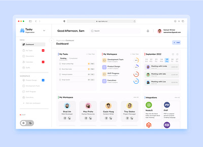 Tasky - Light Mode calendar confluence grid jira tasks user interface workspace