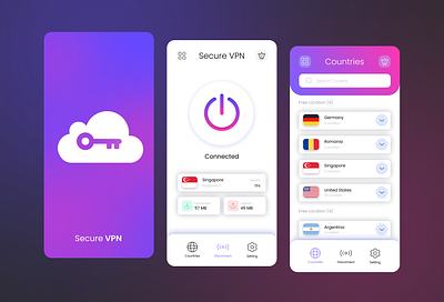 Secure VPN App app mobile app mobile app design mobile design ui uiux uiux app uiux design uiux trands vpn vpn app