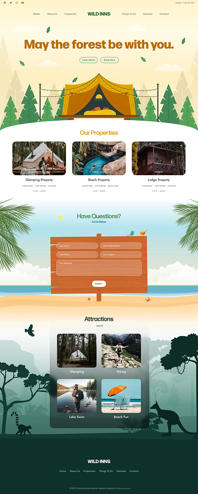 Wild Inns adobe xd colorful graphic design hi fi prototype design illustration mockup design web design