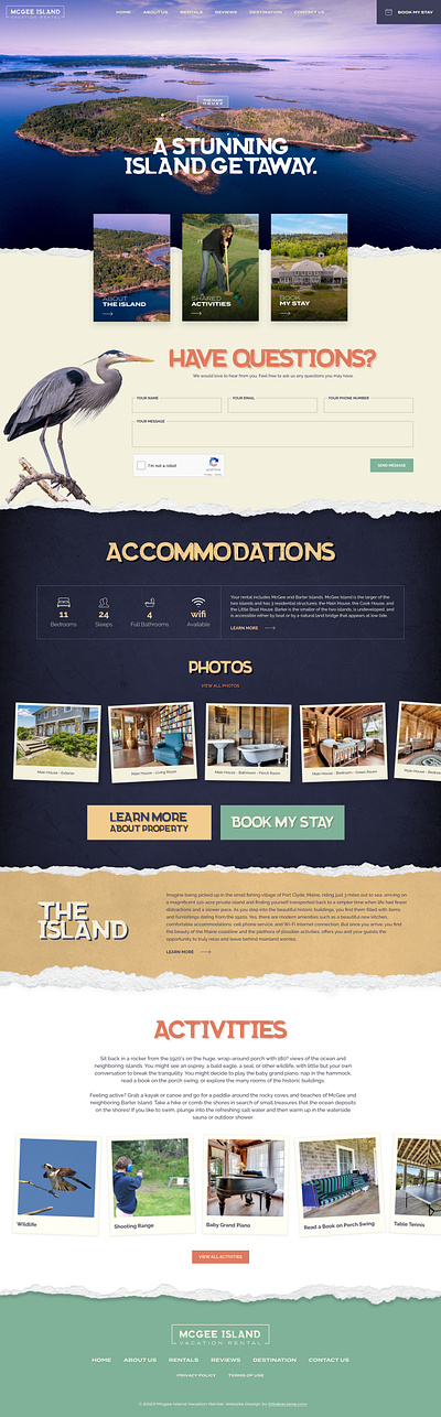 McGee Island Vacation Rental graphic design homepage design landing page design vacation rental website design website mockup design wordpress design
