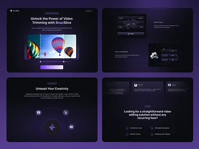Video Trimming Tool - Landing Page Design branding dark darkui graphic design graphics hero illustration hero image icons landing page ui uiux web webdesign