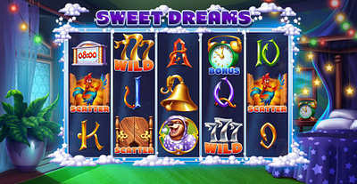 Game reels art for the casino slot "Sweet Dreams" design digital art gambling gambling art gambling design gambling developer game art game design game developer graphic design reels reels art reels design slot design slot game slot machine slot reels sweet dreams ui