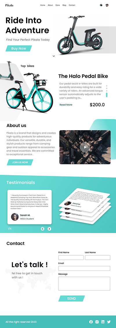 Pikala: A E-Bike Website UI branding design e bike graphic design pikala ui uiux